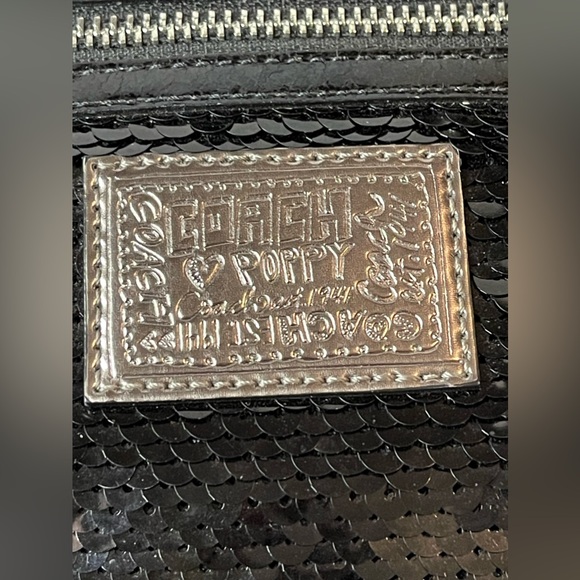 COACH Rare BLACK Sequin POPPY SPOTLIGHT Tote Shoulder Handbag #13821 - Picture 5 of 16